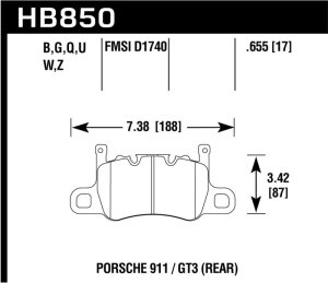 Porsche Panamera Brake Pads - Rear - Hawk Performance - Performance Ceramic - `17-`19